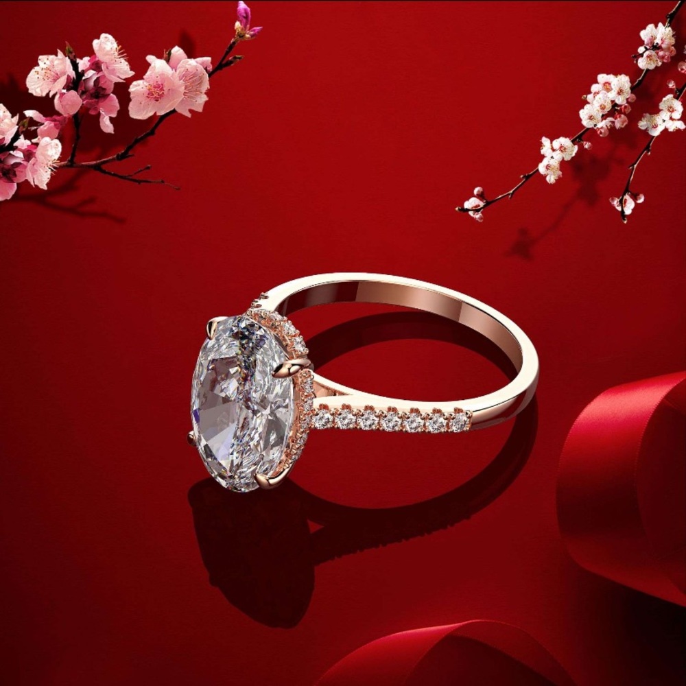 3.44Ct Pear Cut Morganite Solitaire Rose Gold Ring - Picture 13 of 16